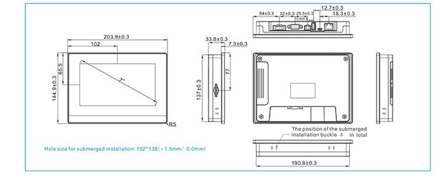 VI20-070S-F/VI20-070S-FE boyutlu çizimler