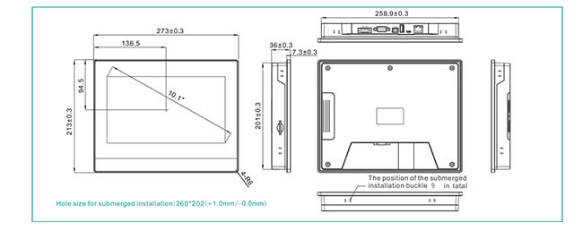 VI20-101S-F/VI20-101S-FE boyutlu çizimler